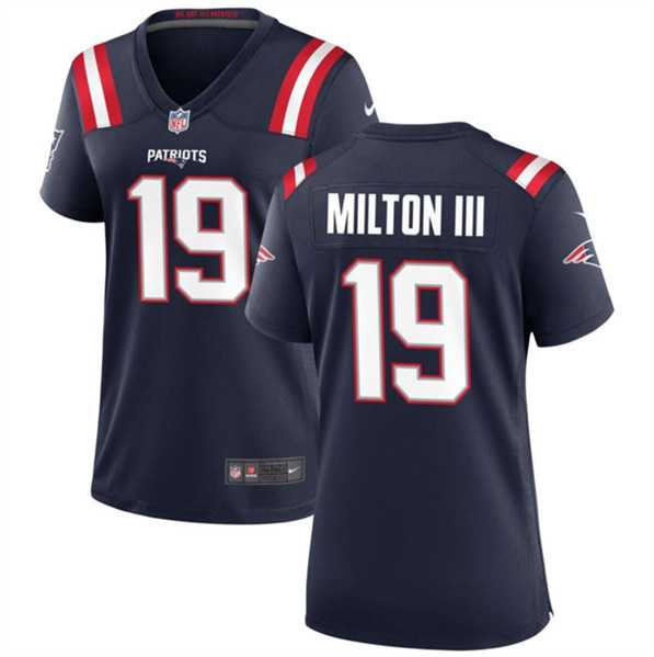 Womens New England Patriots #19 Joe Milton III 2024 Navy Stitched Jersey Dzhi